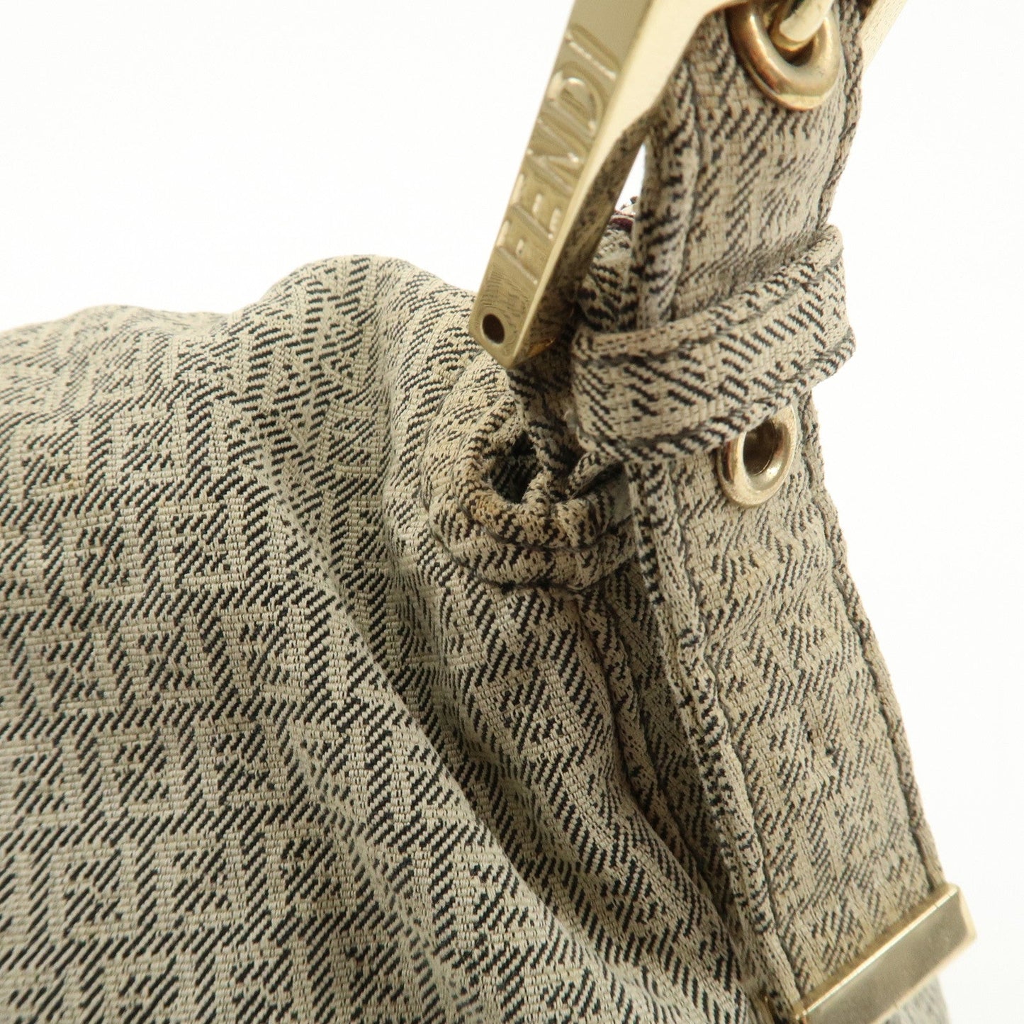 FENDI Mamma Baguette Micro FF Canvas Shoulder Bag Gray 8BR001