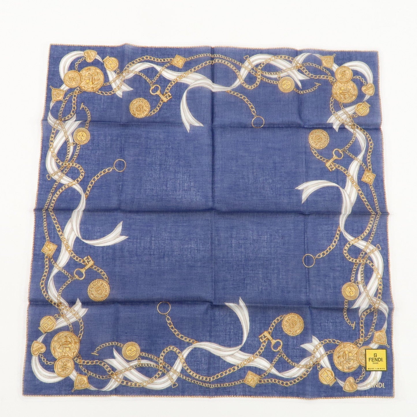 FENDI Set of 5 Cotton 100% Handkerchief White Navy Red Black