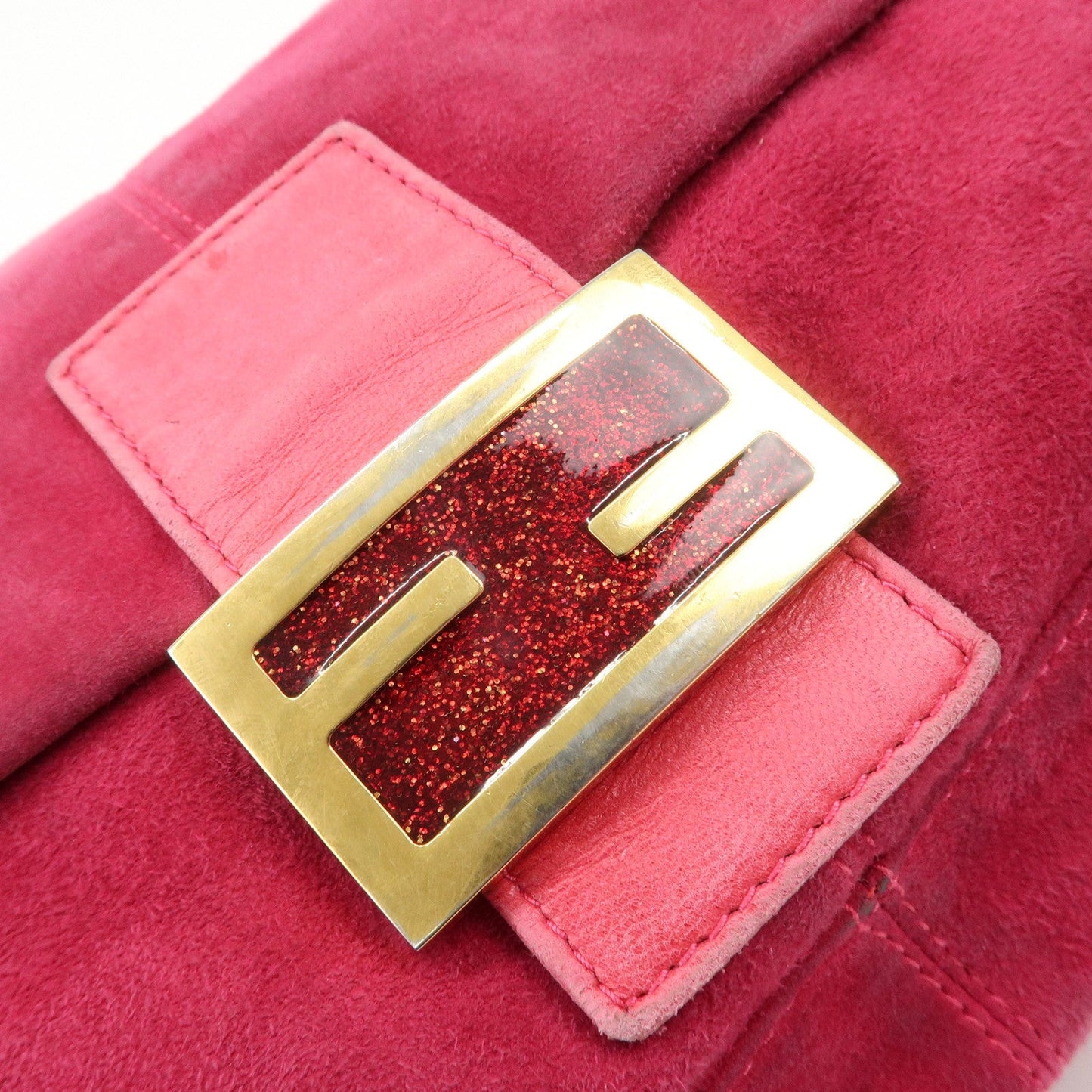 FENDI Mamma Baguette Suede Leather Shoulder Bag 26325