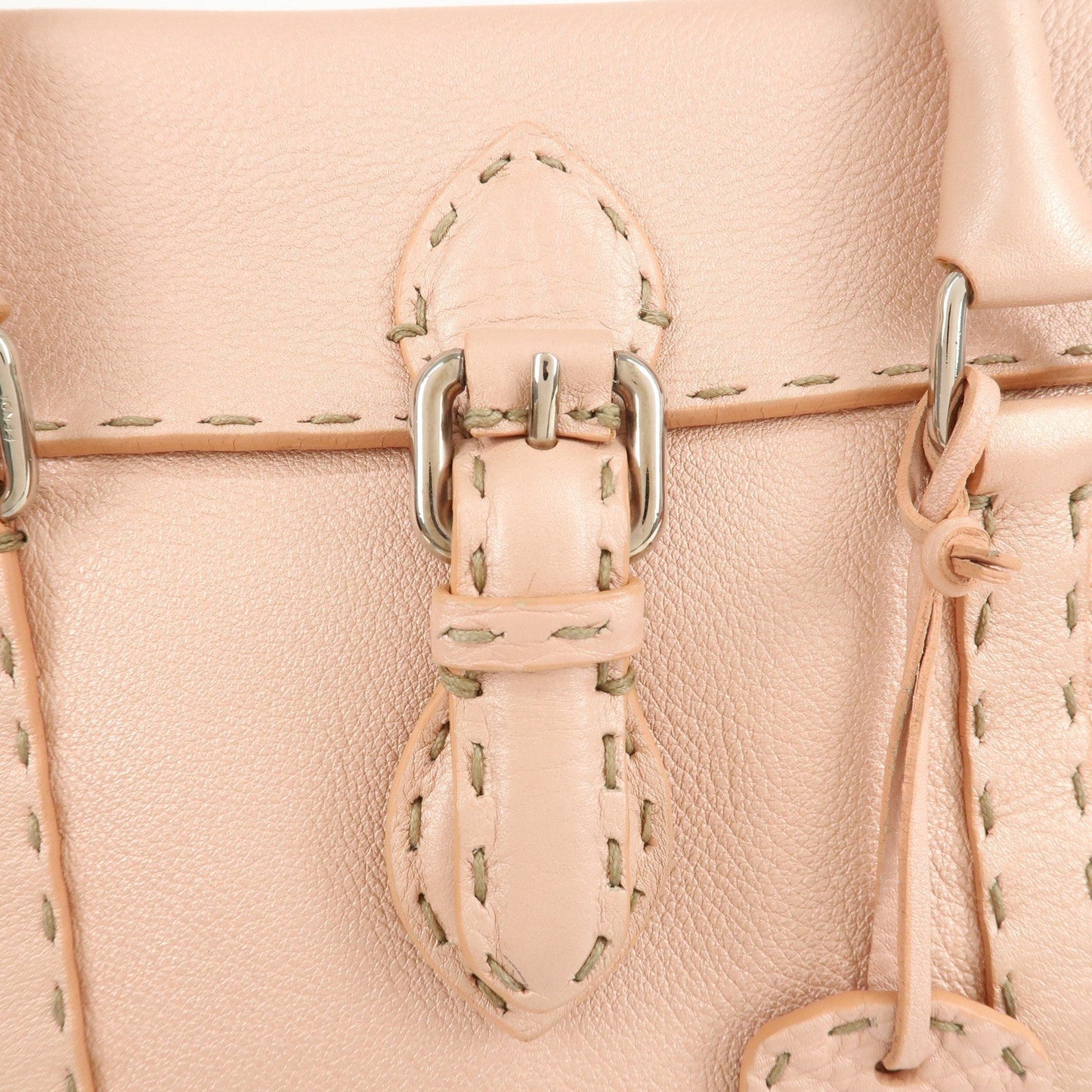 FENDI Selleria Leather Mini Linda Hand Bag Pink 8BR486
