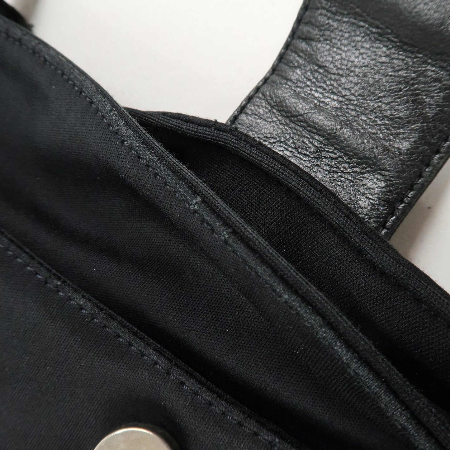 FENDI Polyester Leather Shoulder Bag Black 26727