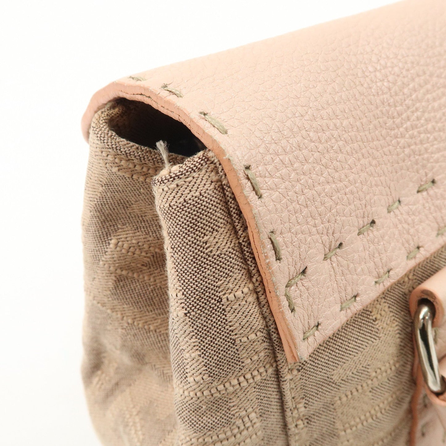 FENDI Zucca Selleria Leather Mini Linda Hand Bag Pink 8BR486