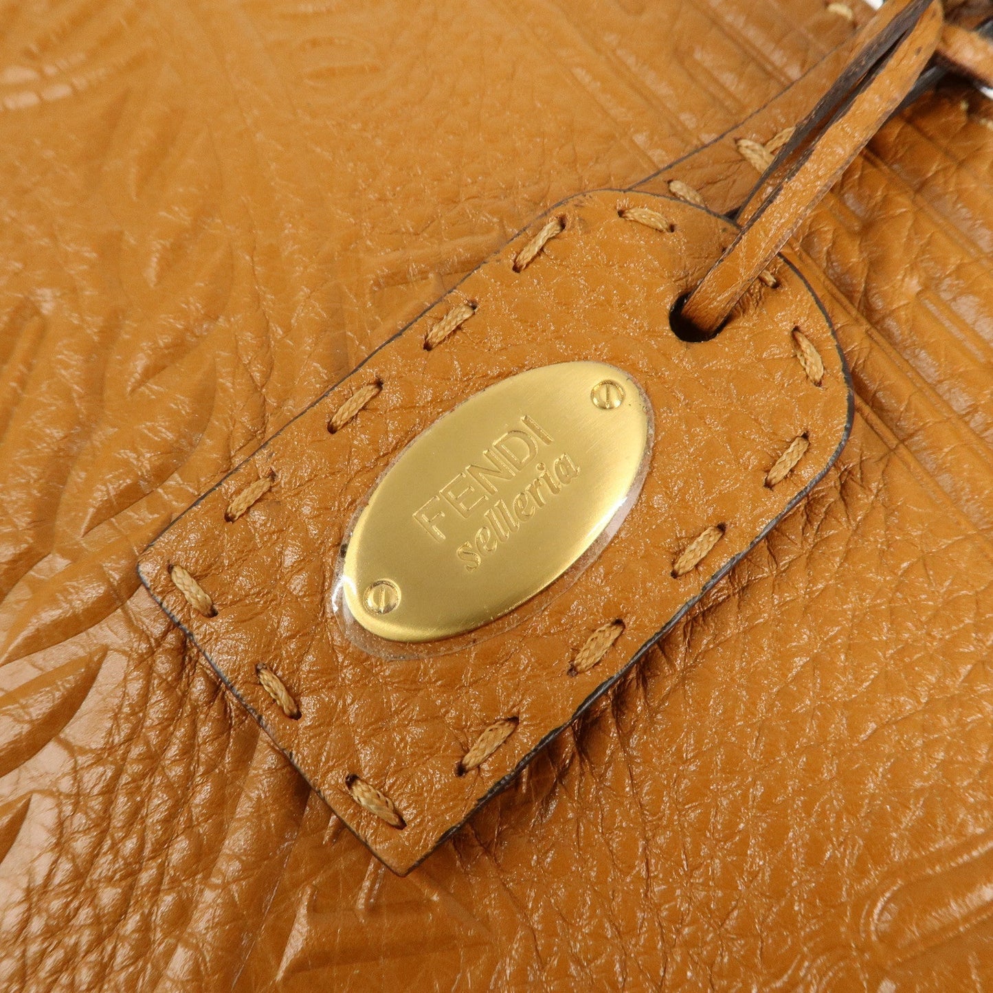 FENDI Selleria Leather Tote Bag Shoulder Bag Brown 8BH185