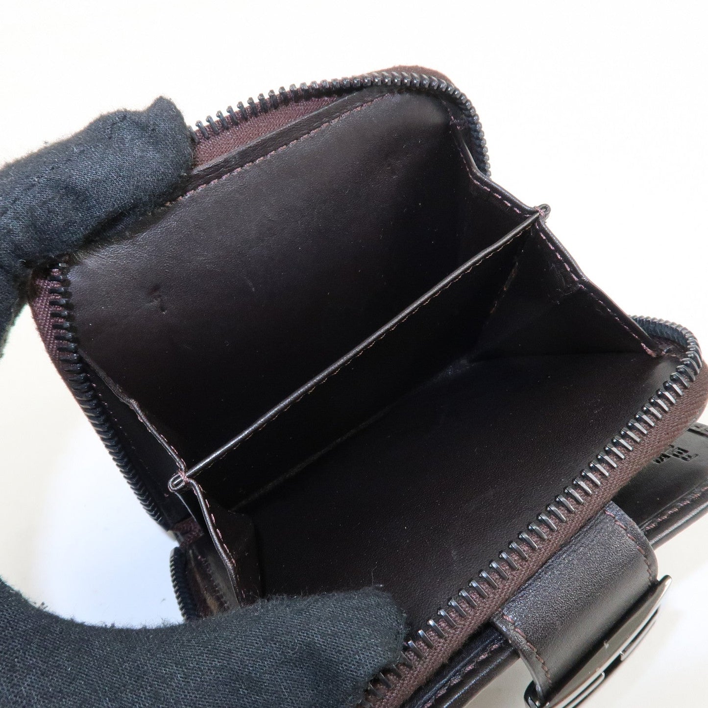 FENDI Zucchino Canvas Leather Zippy Around Bi-fold Wallet