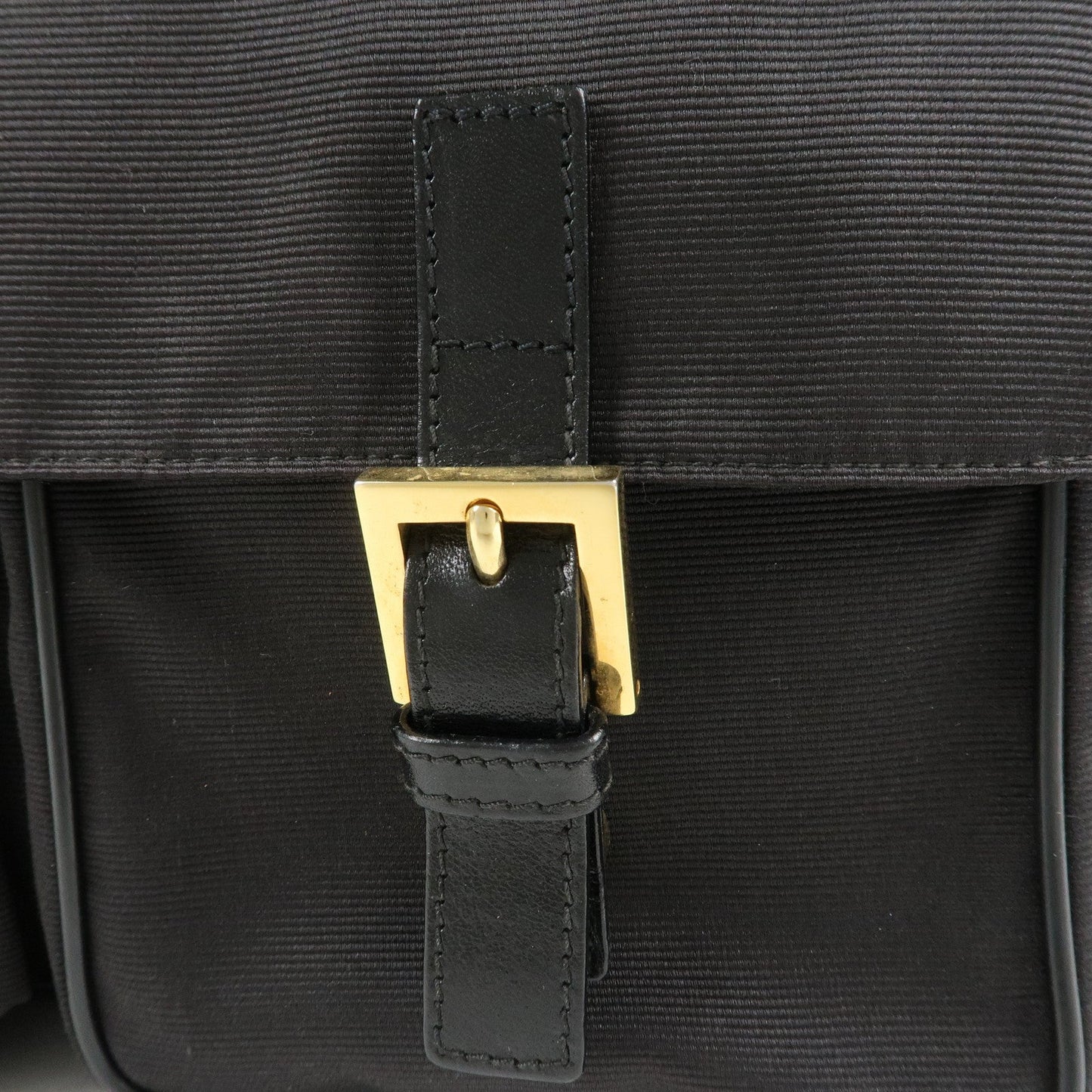 FENDI Nylon Canvas Leather Shoulder Bag Hand Bag Black Brown