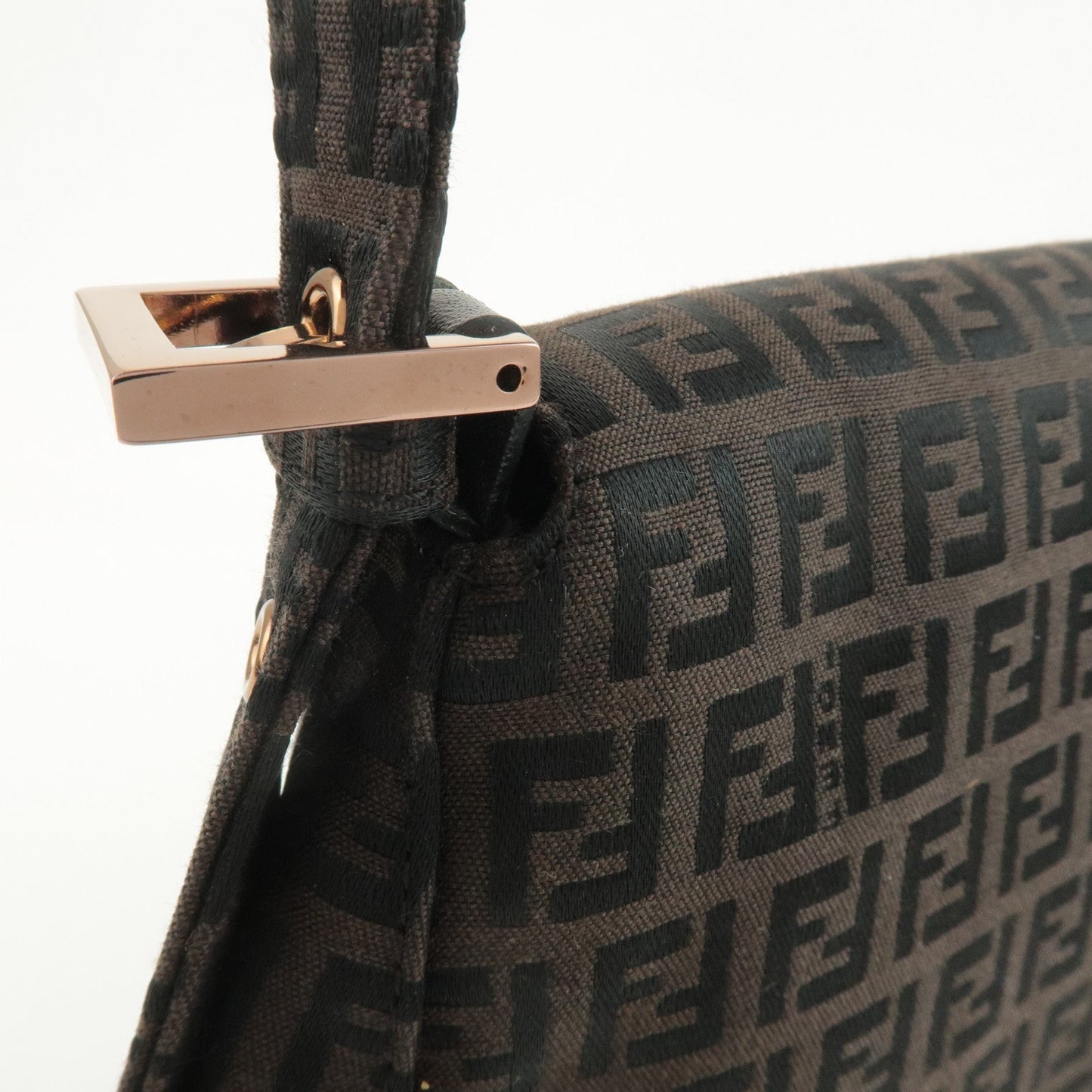 FENDI Zucchino Mamma Baguette Canvas Leather Shoulder Bag 8BR001