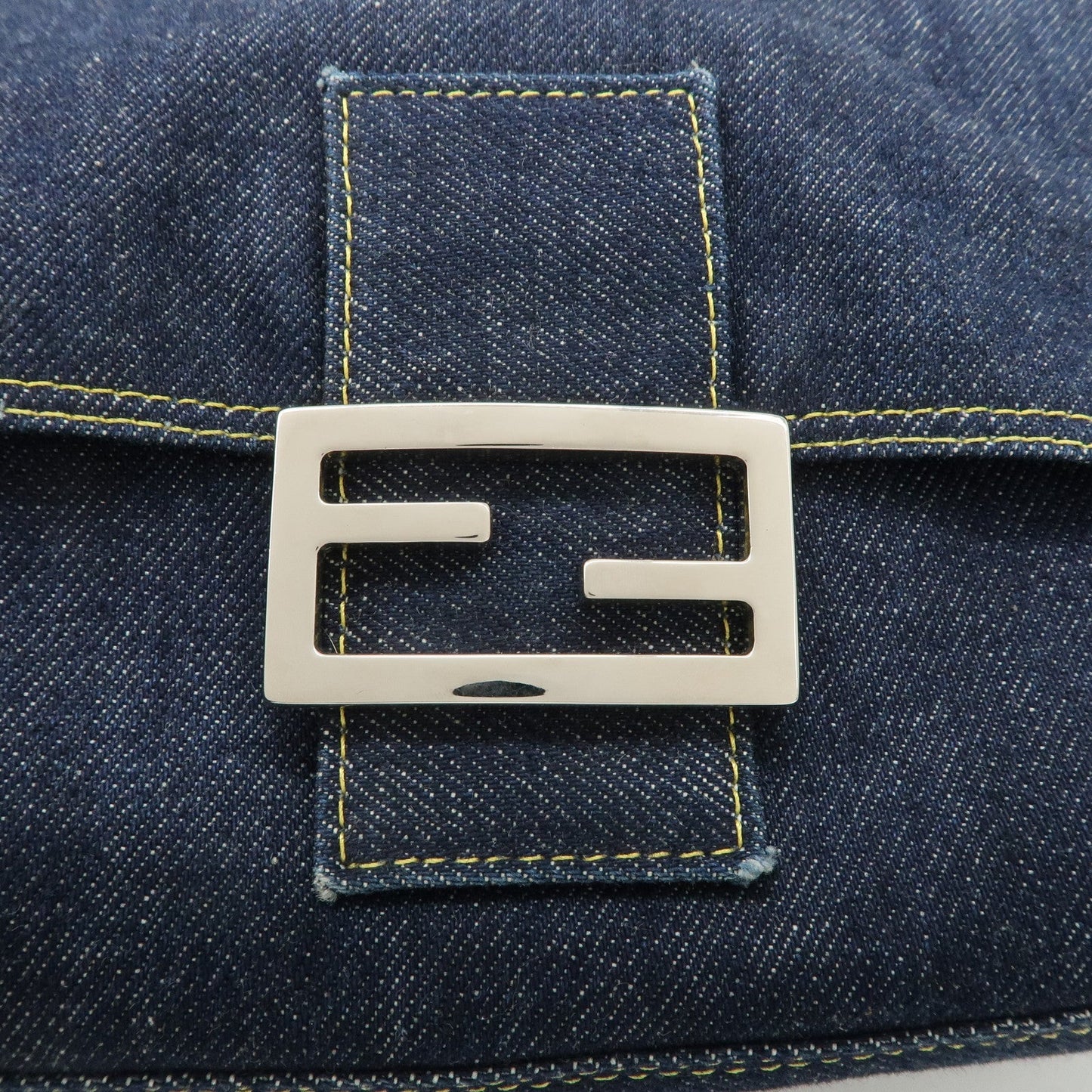 FENDI Denim Leather Mamma Baguette Shoulder Bag 26325