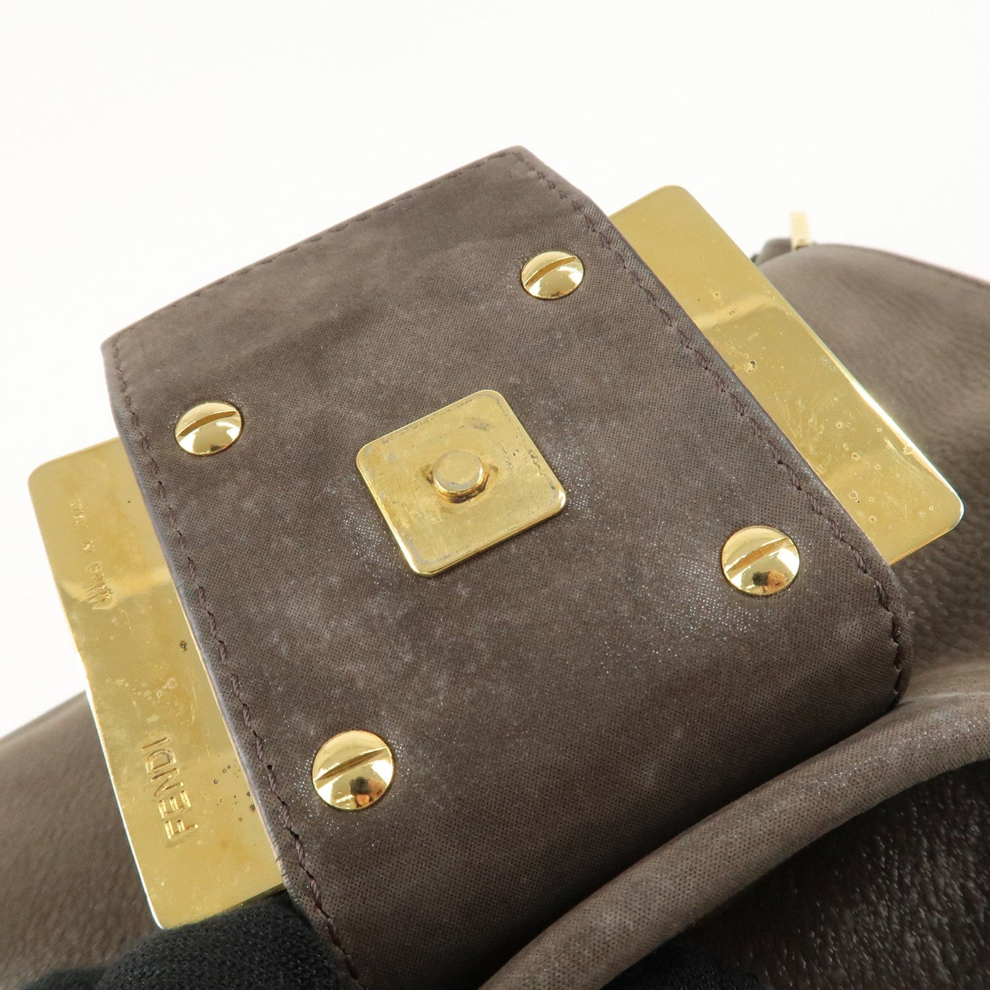 FENDI Big Mamma Baguette Leather Chain Shoulder Bag 8BR638