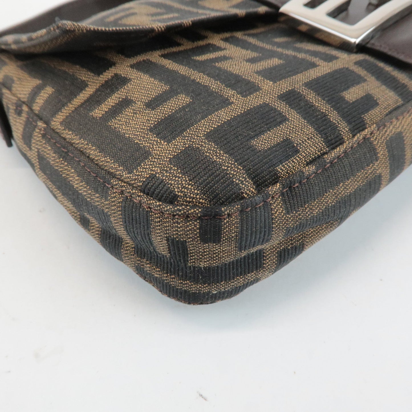 FENDI Zucca Mamma Baguette Canvas Shoulder Bag 26424 Brown Black