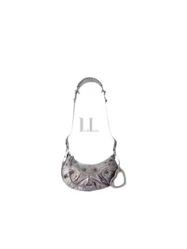 Luxury Balenciaga Trending 2026 Metallic Le Cagol XS Lambskin Shoulder Bag Dark Silver