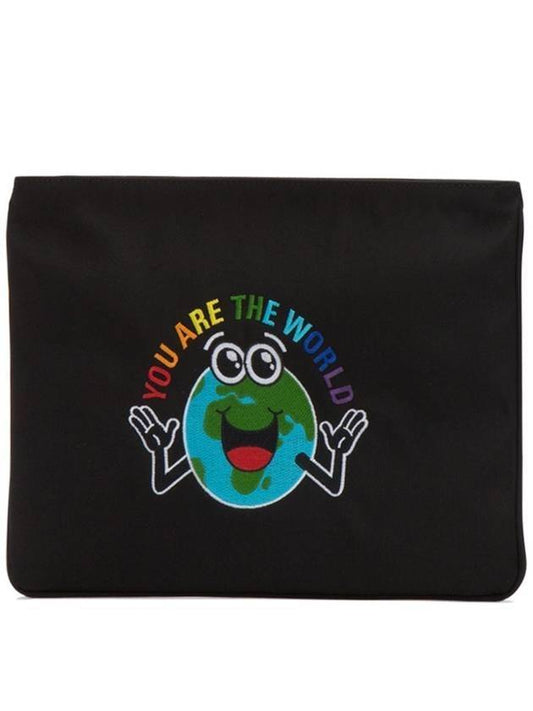 Luxury Balenciaga Trending 2026 Earth Print Nylon Clutch Bag Black