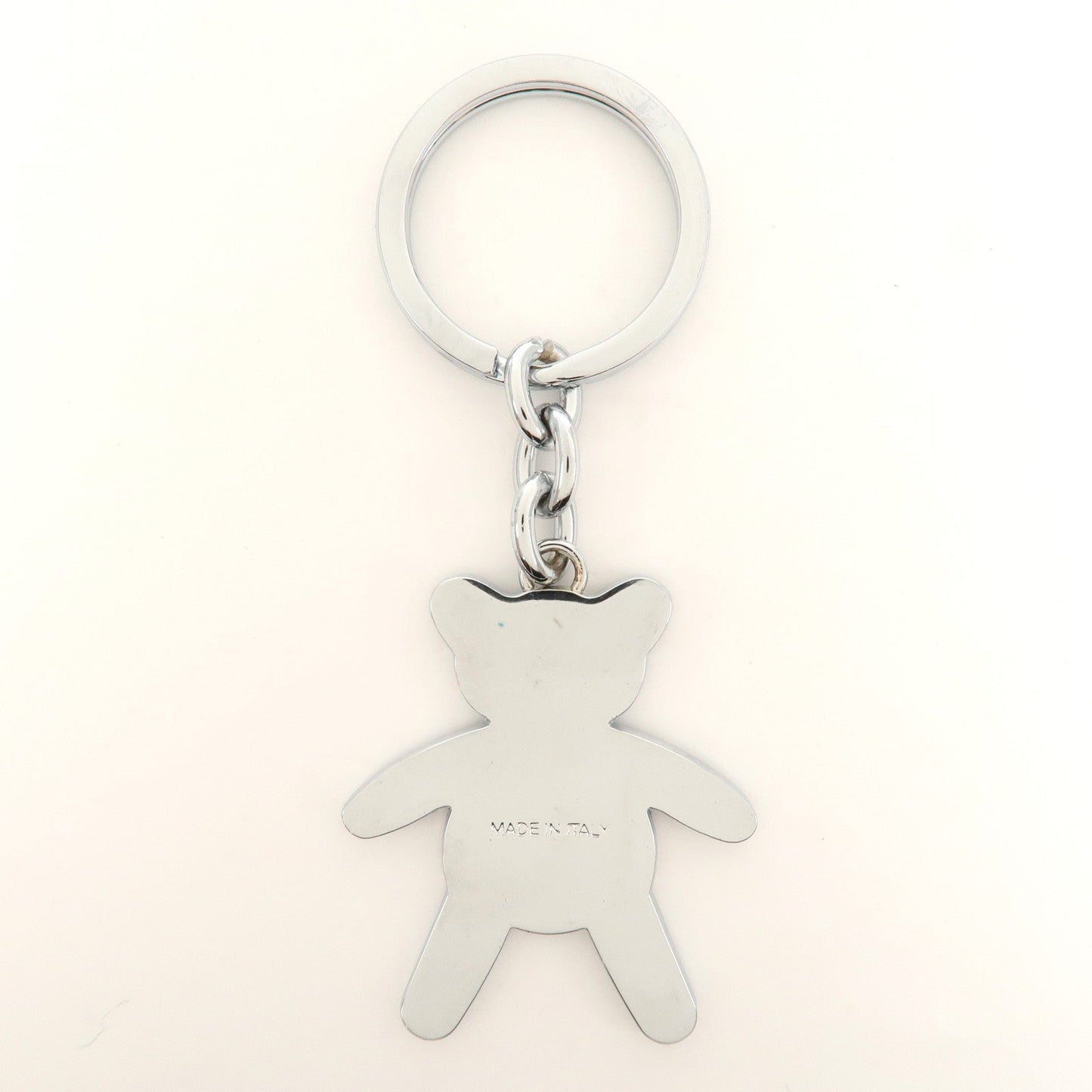 PRADA Metal Bear Bag Charm Key Chain Black Silver 1AJB11