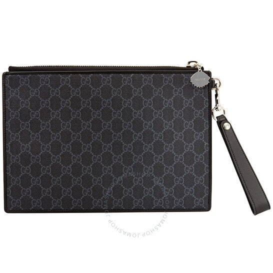 Gucci Lou Caro Leather Canvas Clutch