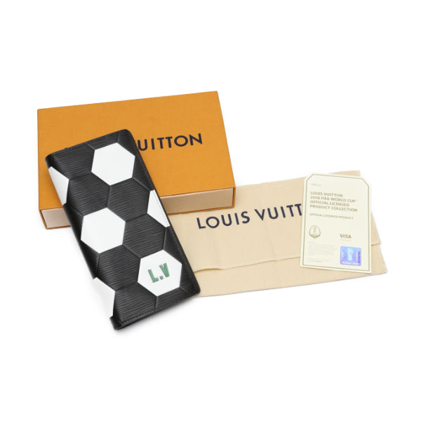 LOUIS VUITTON Long Wallet Purse M63294 Epi Leather Noir Portefeuille Blaza Epi Russia 2018 FIFA mens