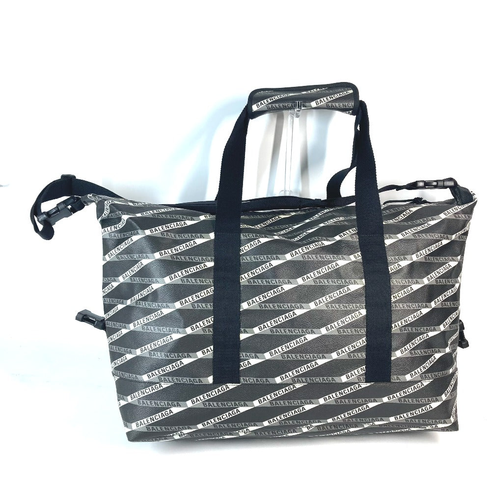 BALENCIAGA Boston Duffel bag 532810 Leather, PVC gray Logo all-over pattern unisex(Unisex)