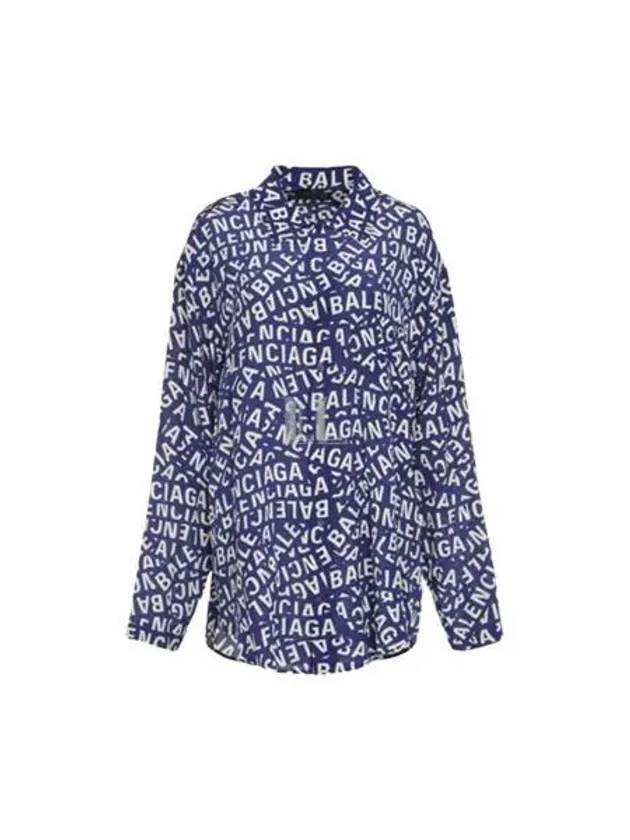 Luxury Balenciaga Trending 2026 All Over Logo Shirt Blue