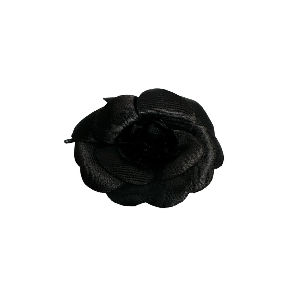 CHANEL Brooch Nylon black Camelia