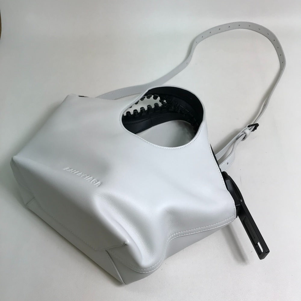 BALENCIAGA Handbag 661854 leather White / black Mega Zip