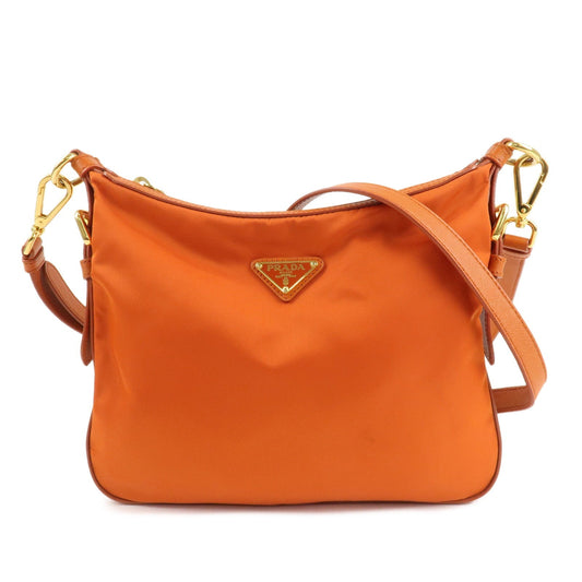 PRADA Triangle Logo Nylon Leather 2Way Shoulder Bag Orange