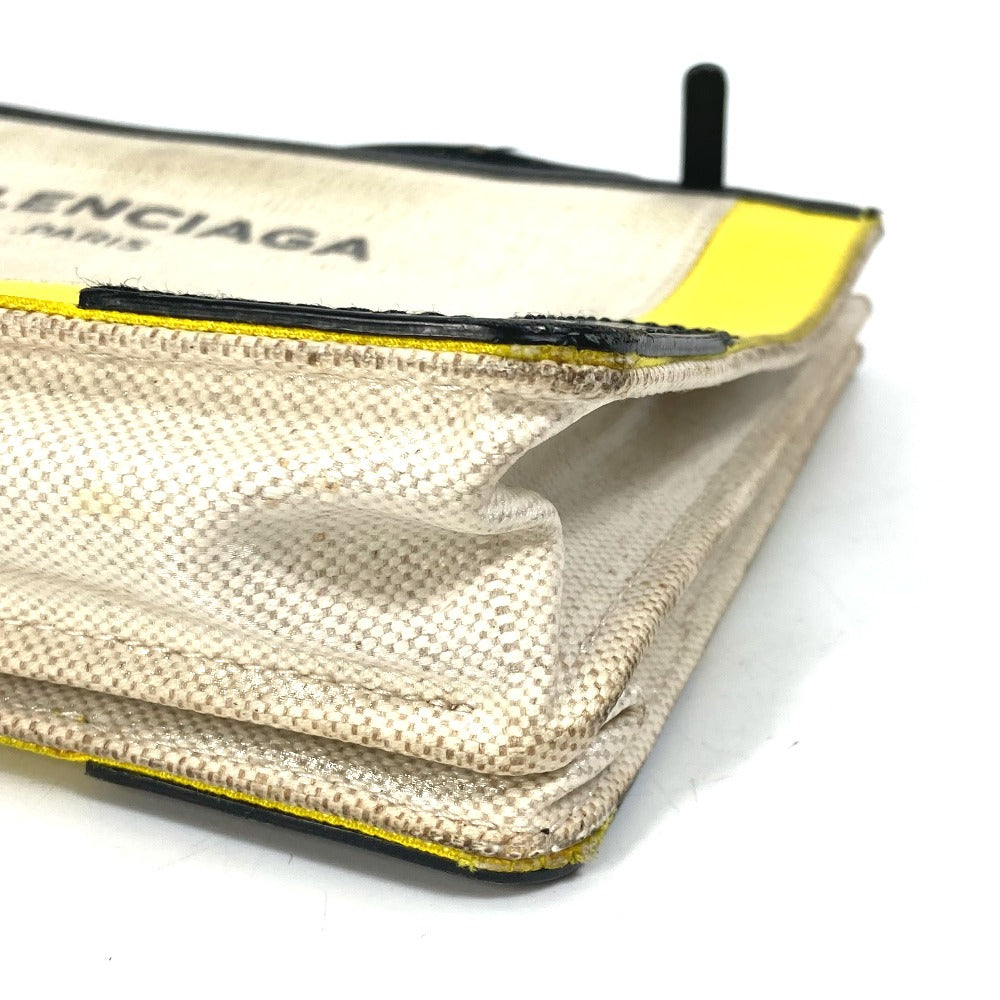 BALENCIAGA Shoulder Bag 339937 Leather / coated canvas yellow Navy Pochette Women