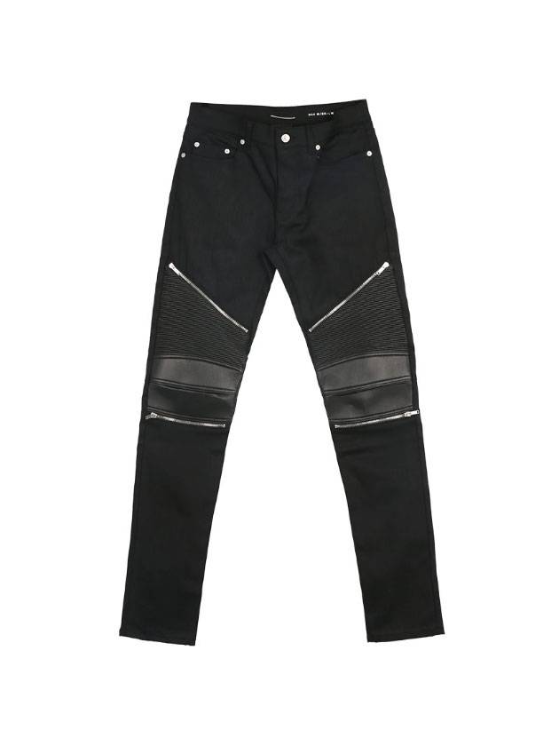 Luxury Saint Laurent Trending 2025 Leather Biker Jeans Black