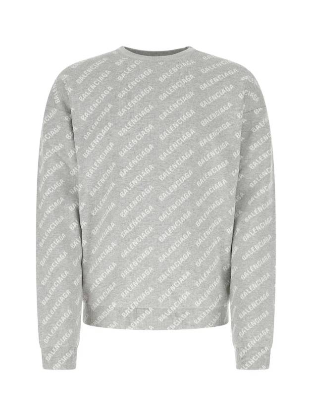 Luxury Balenciaga Trending 2026 Wool Over Logo Pattern Knit Sweatshirt Grey