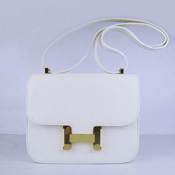 Luxury Hermes Constance Cowskin Leather Bag H017 white golden