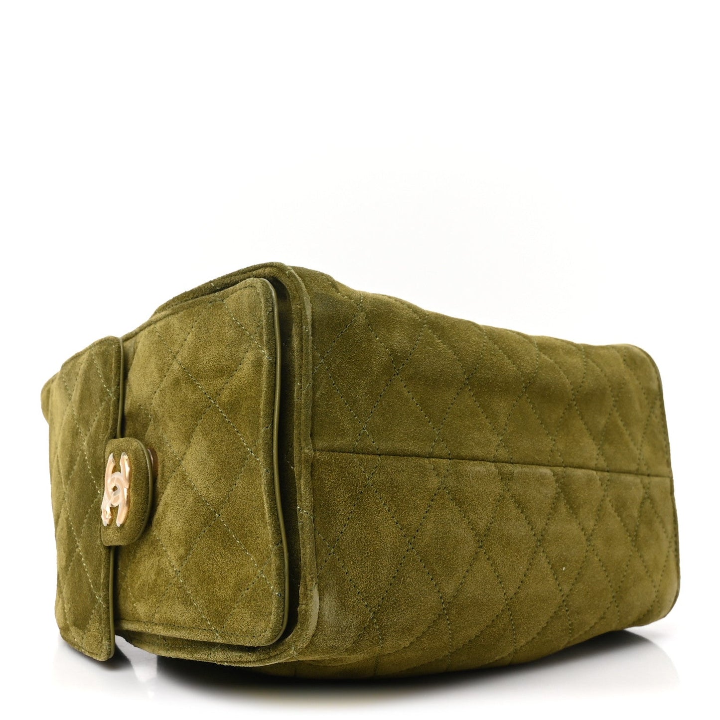 Suede Quilted Small Chanel 25 Handbag Khaki