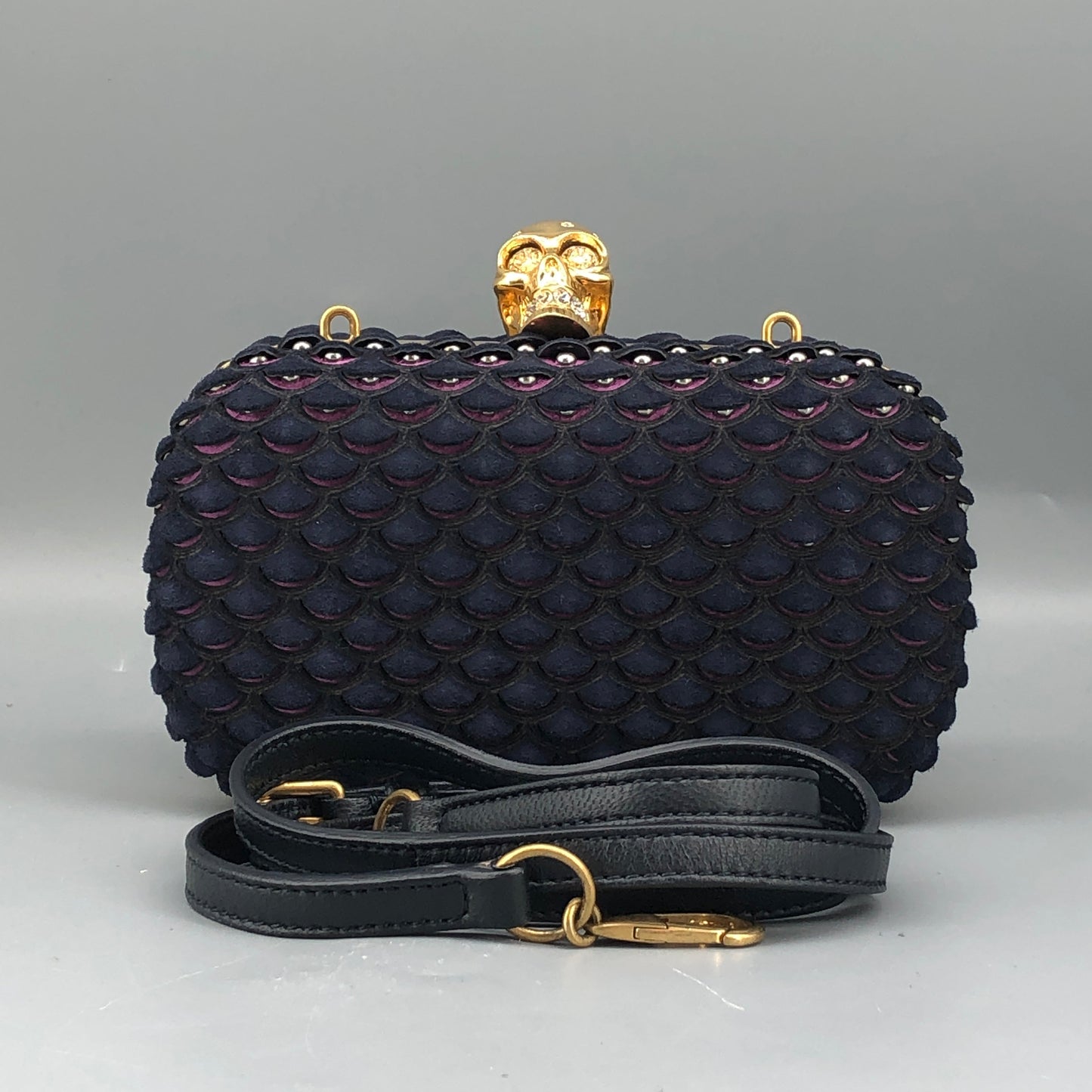 Alexander McQueen Skull Clutch Navy/Pink