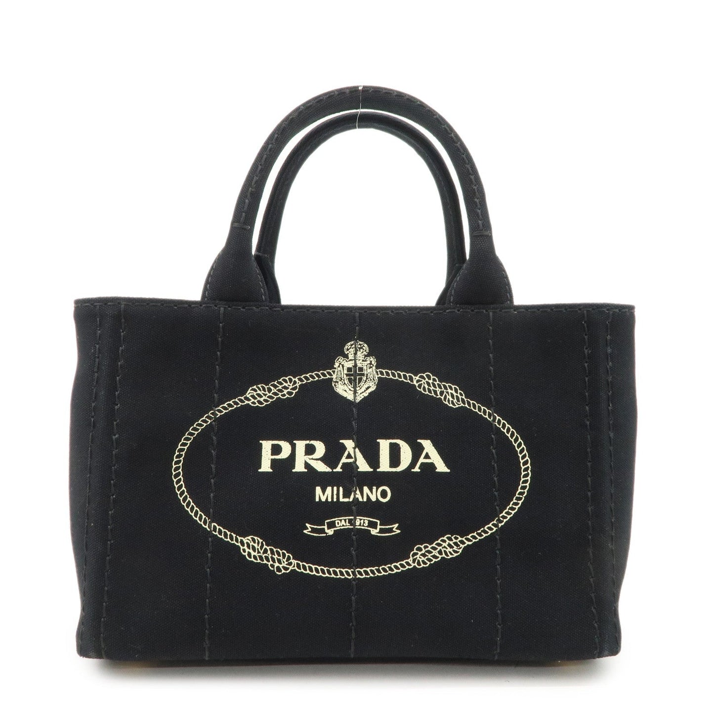 PRADA Canapa Mini Canvas 2Way Hand Bag Tote Bag Black 1BG439