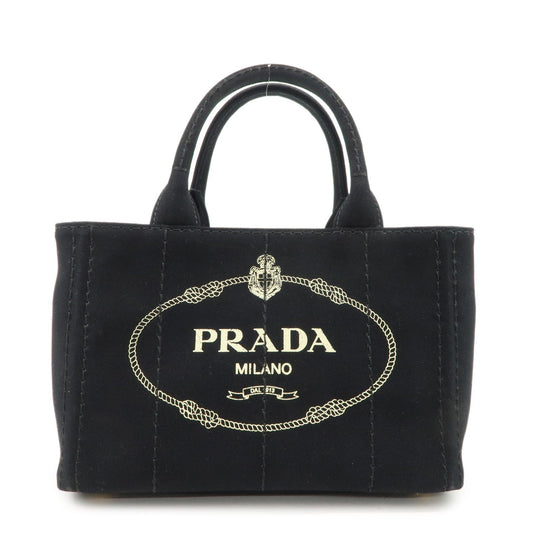 PRADA Canapa Mini Canvas 2Way Hand Bag Tote Bag Black 1BG439