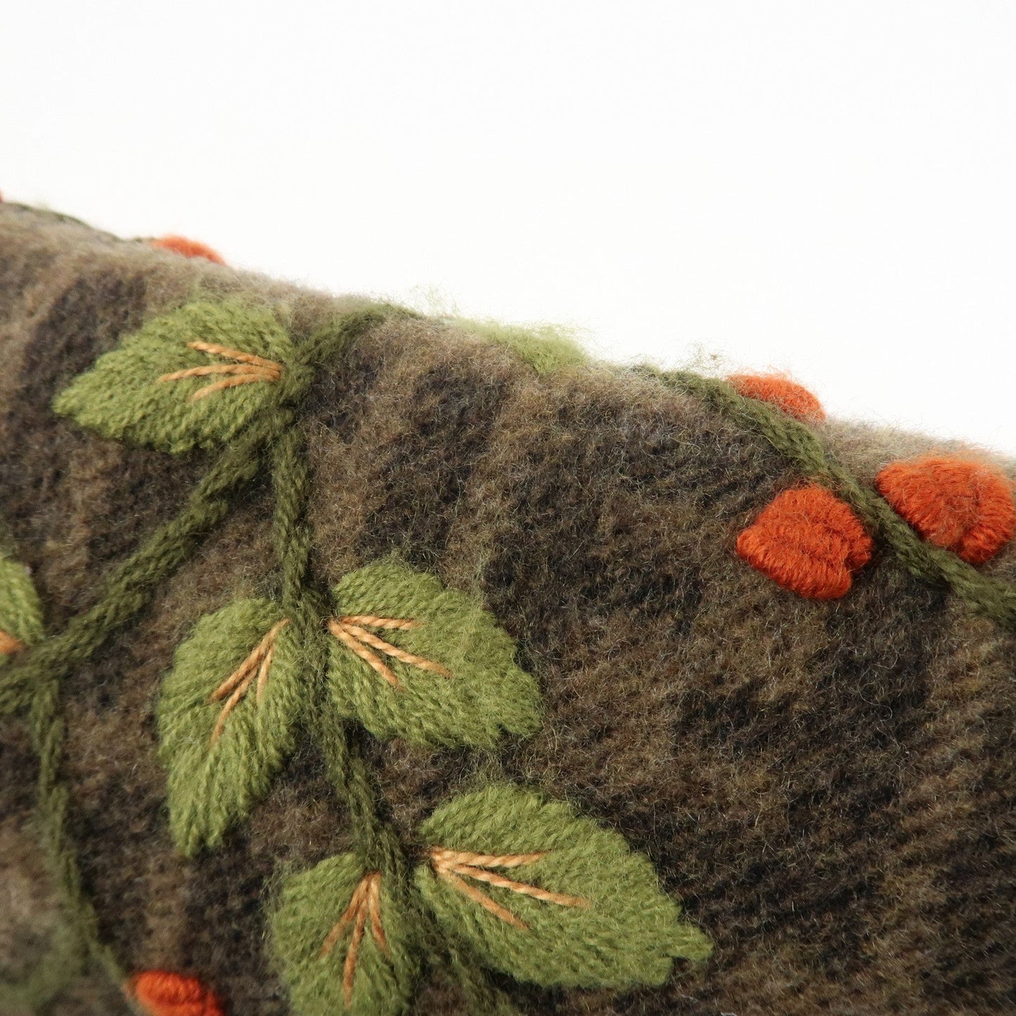 FENDI Mamma Baguette Zucca Wool Leather Shoulder Bag Flower