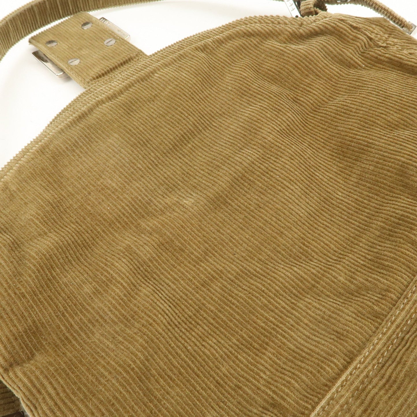 FENDI Mamma Baguette Corduroy Shoulder Bag Khaki 26725