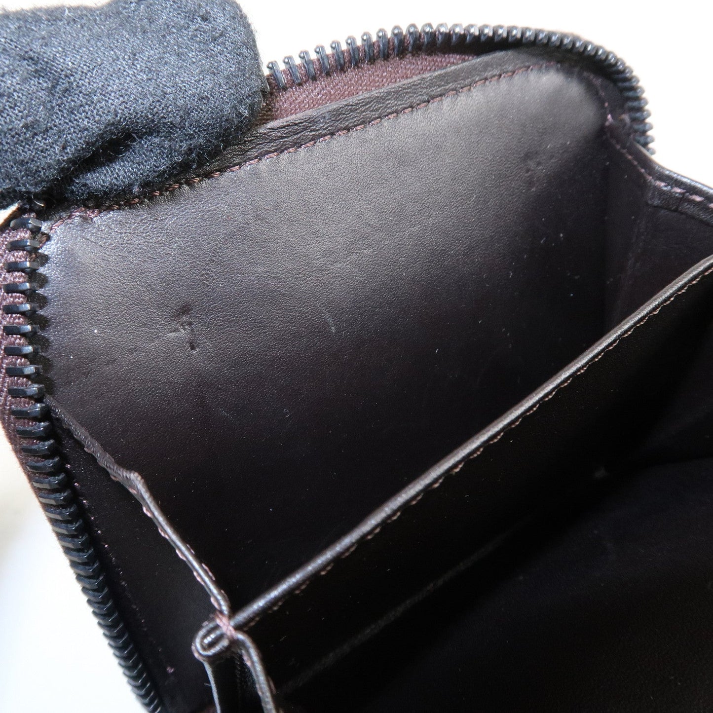 FENDI Zucchino Canvas Leather Zippy Around Bi-fold Wallet