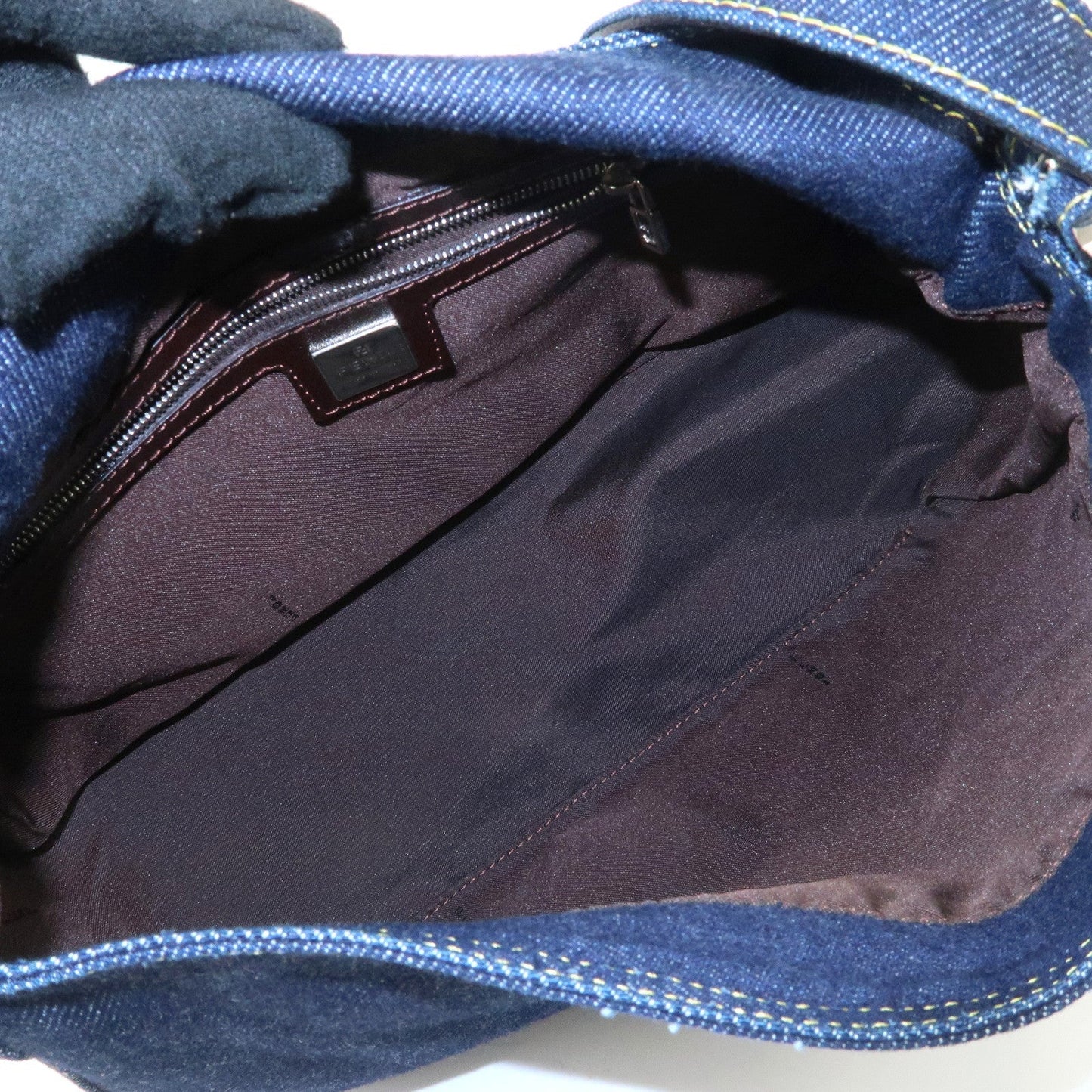 FENDI Denim Leather Mamma Baguette Shoulder Bag 26325
