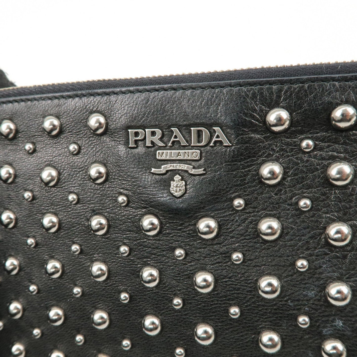 PRADA Leather Pouch Studs Black