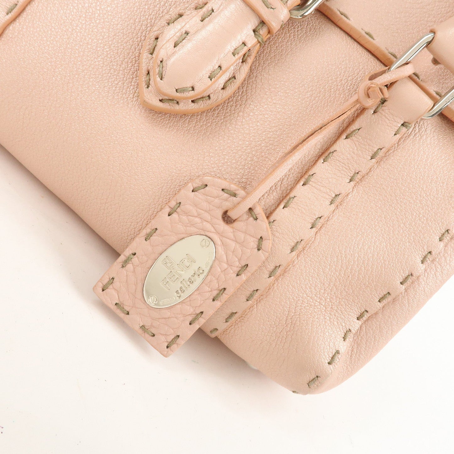 FENDI Selleria Leather Mini Linda Hand Bag Pink 8BR486