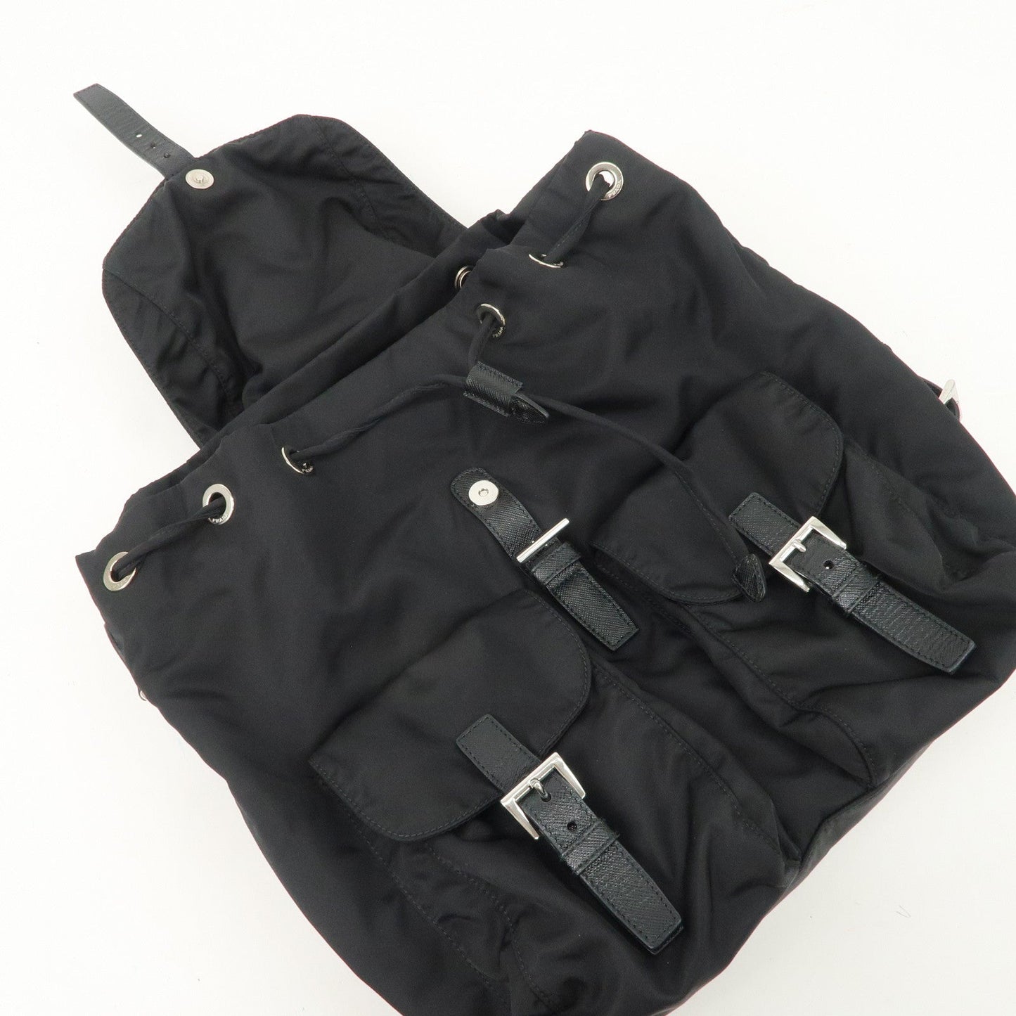 PRADA Re-Nylon Triangle Logo Nylon Leather Back Pack NERO 1BZ811