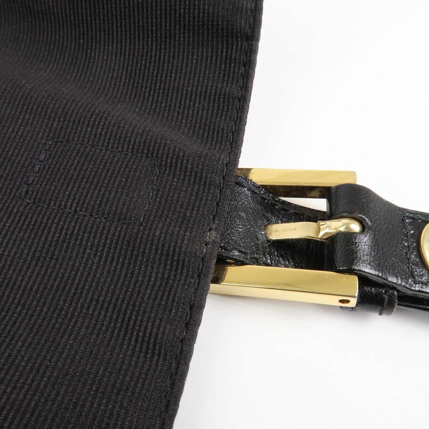 FENDI Nylon Canvas Leather Shoulder Bag Hand Bag Black Brown