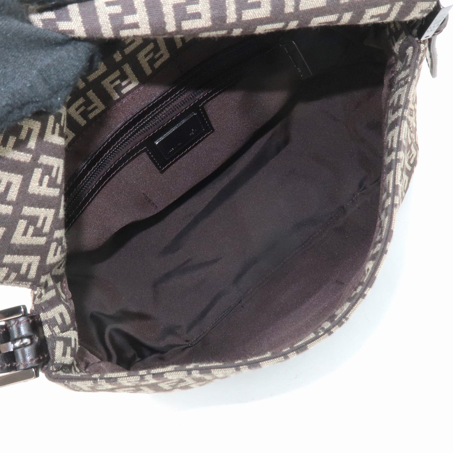 FENDI Mamma Baguette Zucchino Canvas Leather Shoulder Bag 8BR001