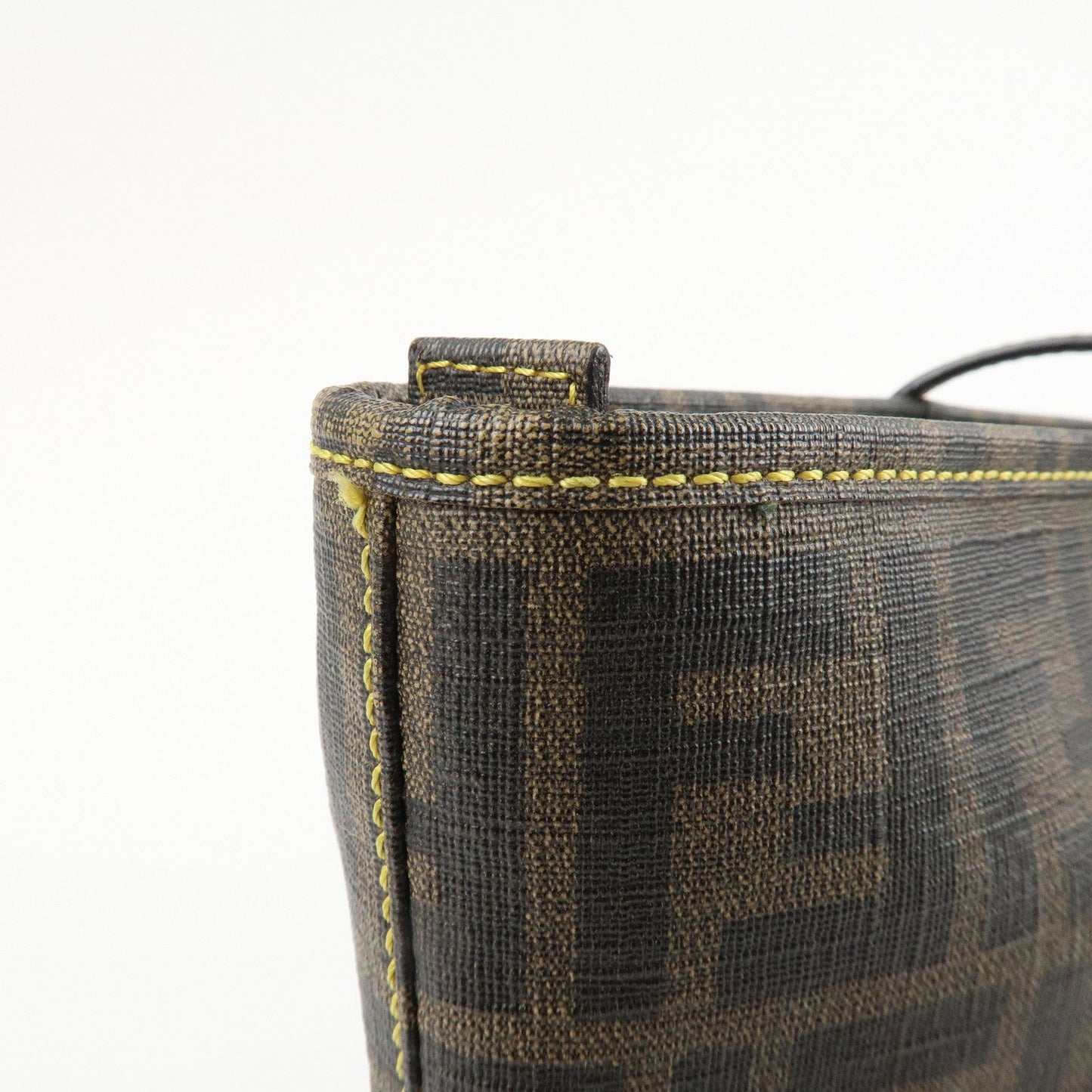 FENDI Zucca Logo Print PVC Tote Bag Brown Black 8BH198