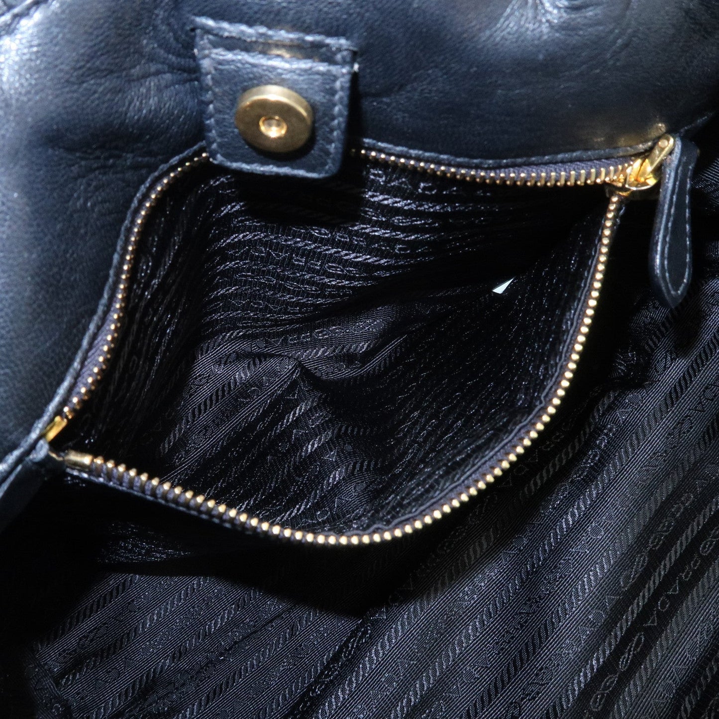 PRADA Leather Ribbon Tote Bag Hand Bag NERO Black BN1601