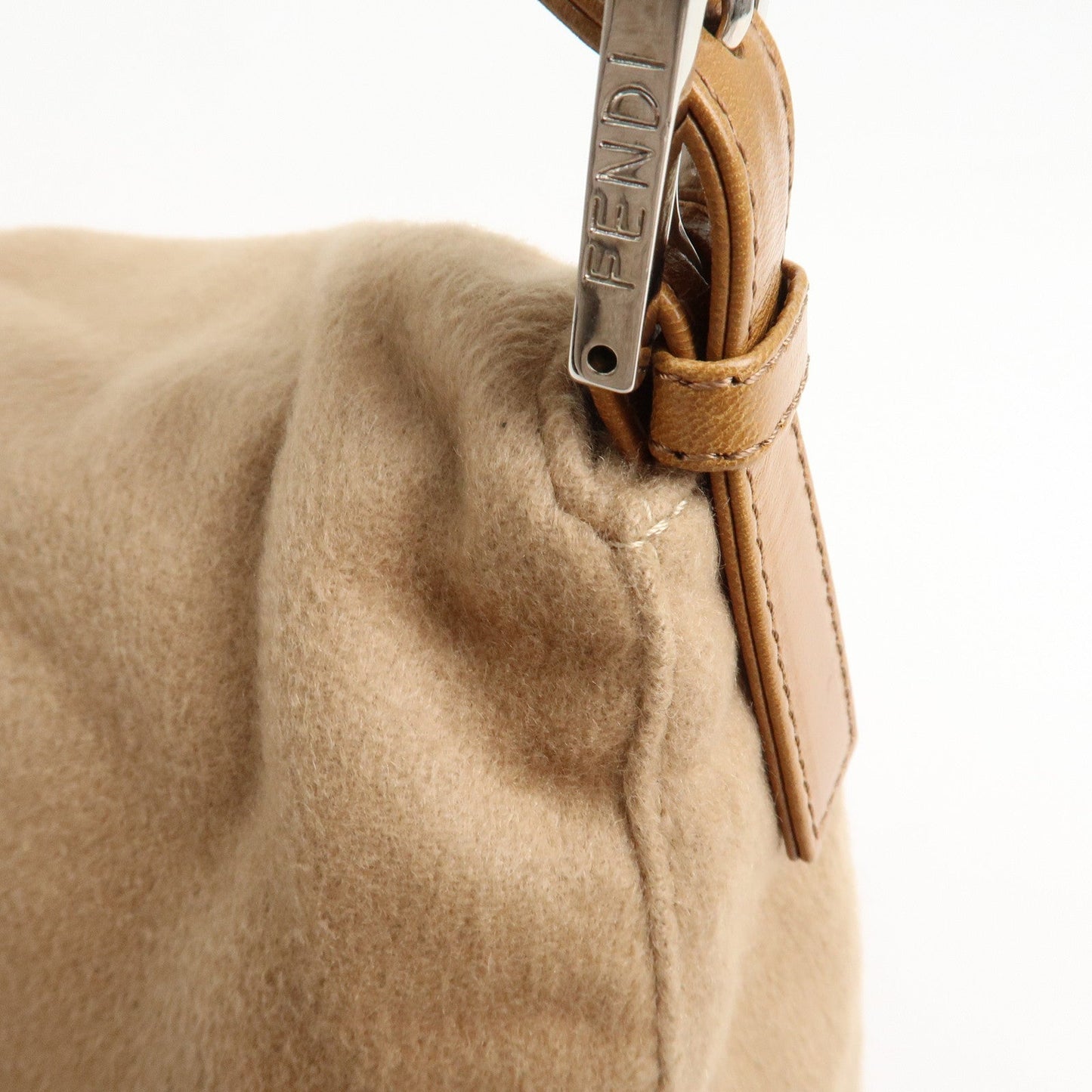 FENDI Mamma Baguette Cashmere Leather Shoulder Bag 26325
