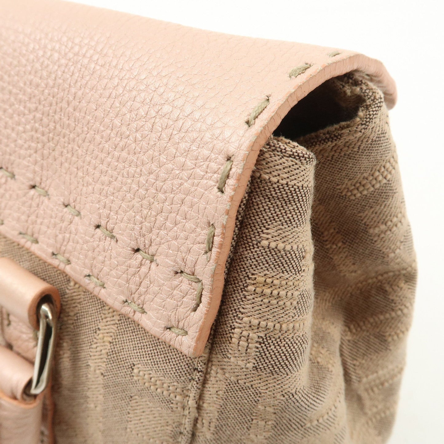 FENDI Zucca Selleria Leather Mini Linda Hand Bag Pink 8BR486