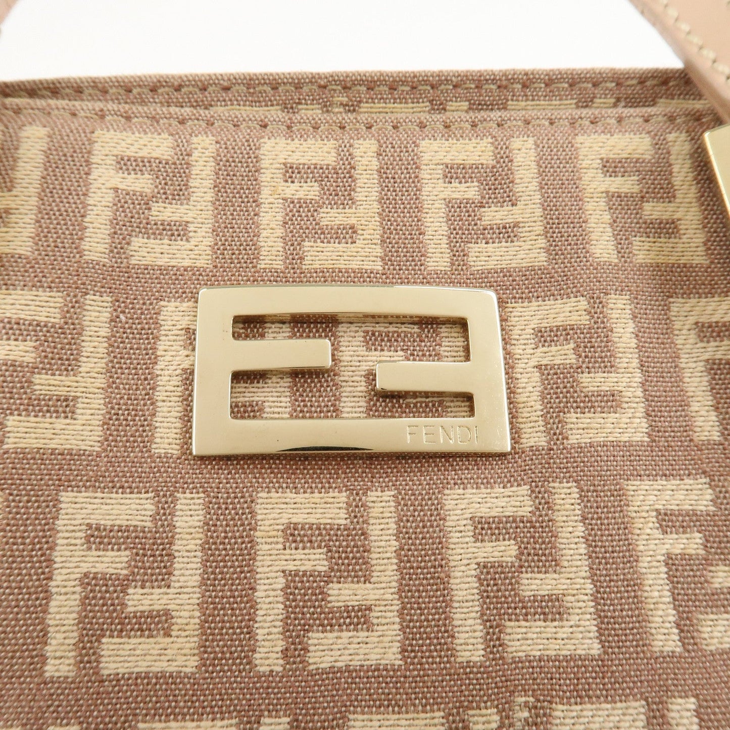 FENDI Zucchino Canvas Leather Tote Bag Pink Beige 8BH133
