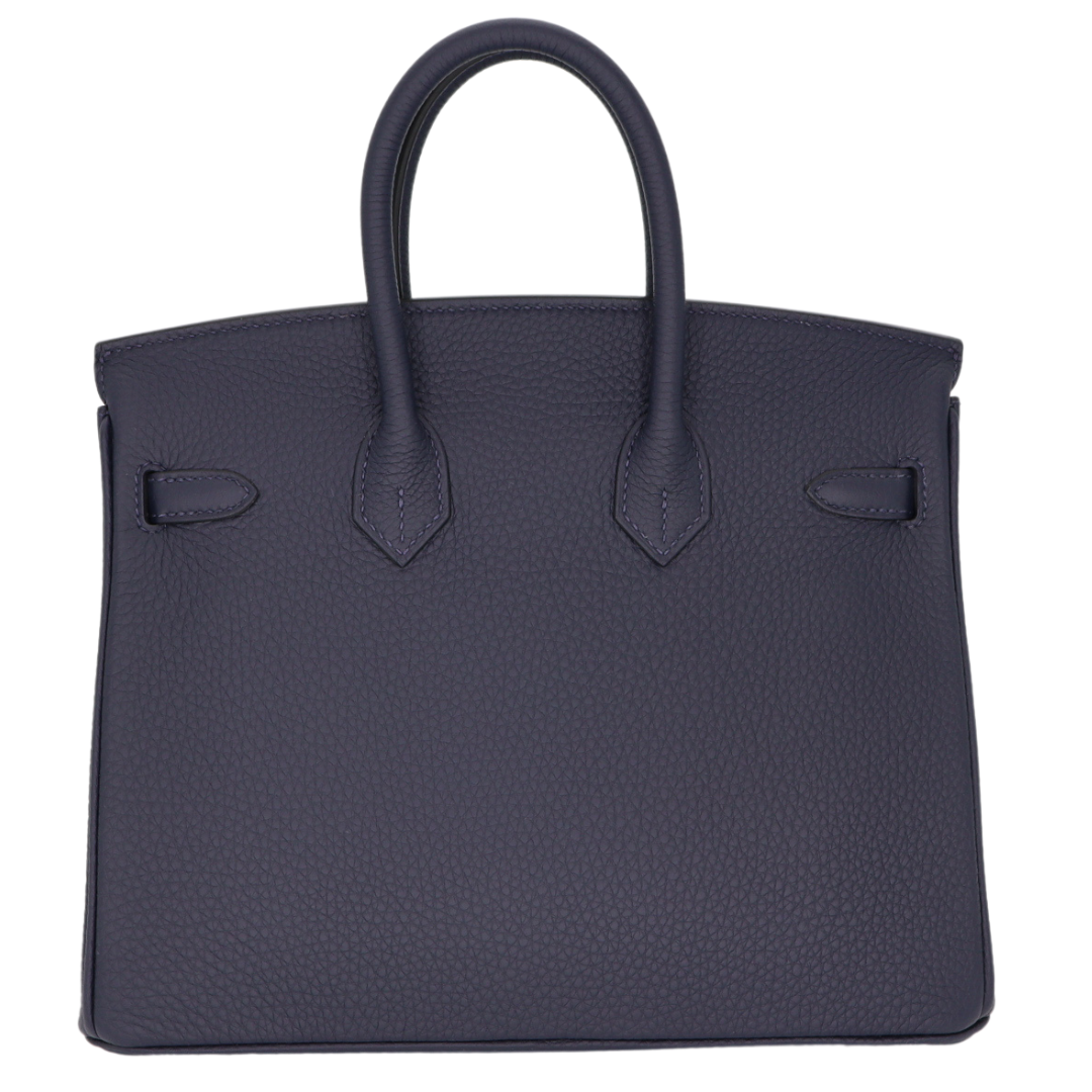 Hermes25cm Birkin Bleu Nuit Togo Leather Palladium Hardware