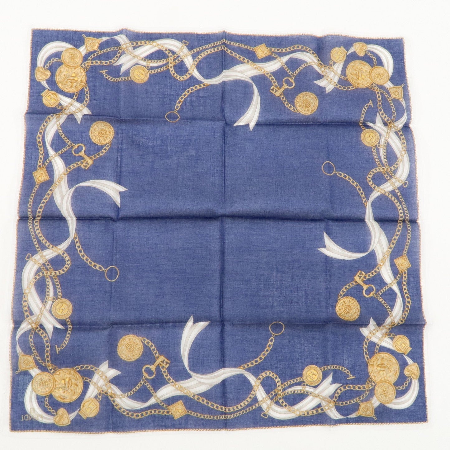 FENDI Set of 5 Cotton 100% Handkerchief White Navy Red Black