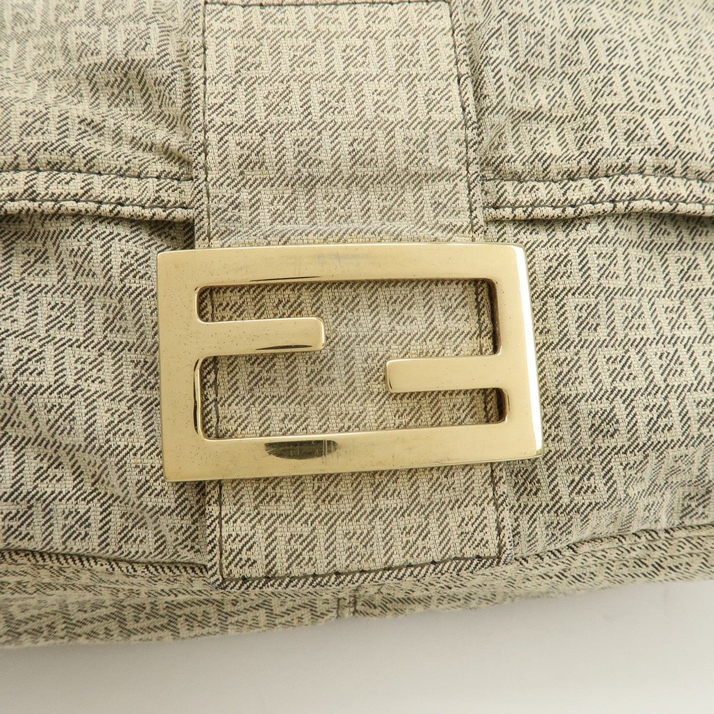 FENDI Mamma Baguette Micro FF Canvas Shoulder Bag Gray 8BR001