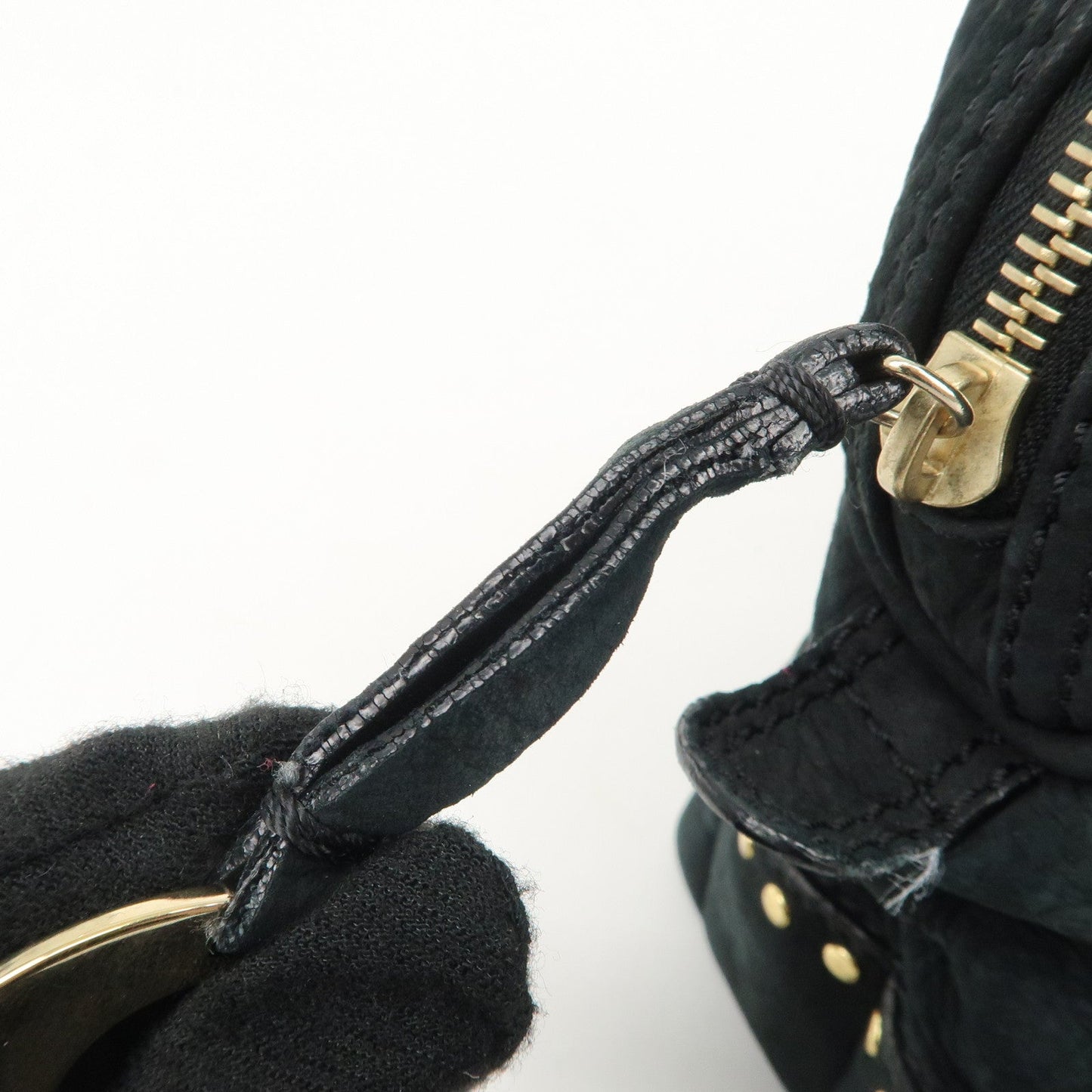 FENDI Suede Studs Mini Boston Bag Black 8BL076