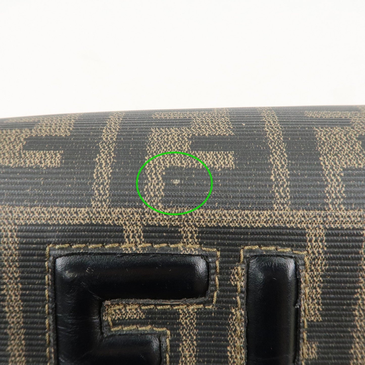 FENDI Zucca Logo Print PVC Leather Shoulder Bag Black Brown